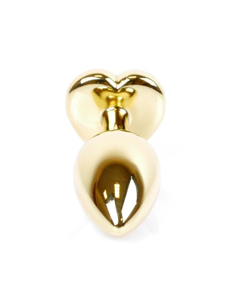 Stalowy złoty korek analny stal kryształ serce 7cm czarny - 5