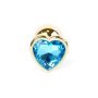 Stalowy złoty korek analny stal kryształ serce 7cm niebieski - 3