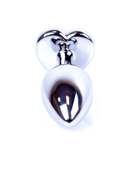 Metalowy plug analny korek stalowy kryształ serce 7cm różowy - 4