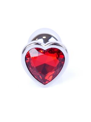Metalowy plug analny korek stalowy kryształ serce 7cm czerwony - image 2