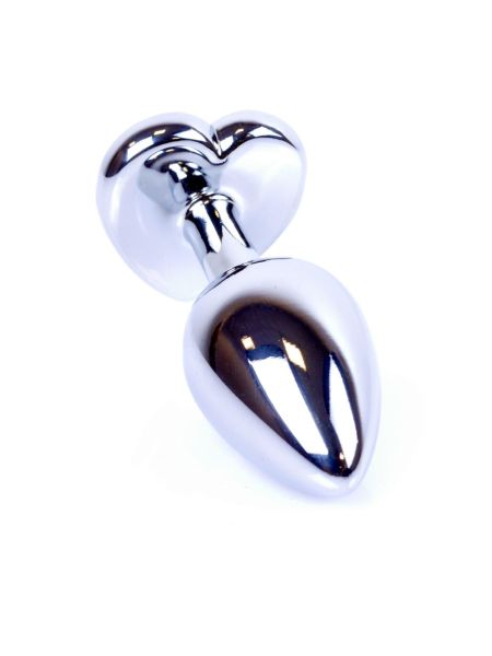Metalowy plug analny korek stalowy kryształ serce 7cm biały - 6