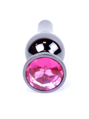 Długi stalowy korek plug analny z kryształem 2,7cm różowy - image 2