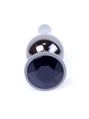 Długi stalowy korek plug analny z kryształem 2,7cm czarny - image 2