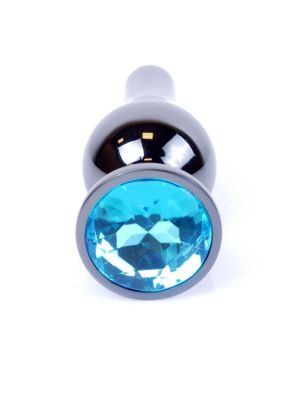 Długi stalowy korek plug analny z kryształem 2,7cm niebieski - image 2
