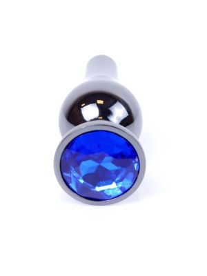 Długi stalowy korek plug analny z kryształem 2,7cm niebieski - image 2