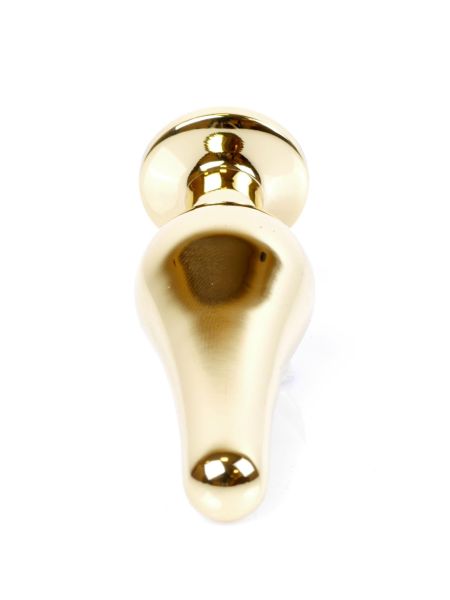 Stalowy korek analny złoty metalowy kryształ 9cm różowy - 4