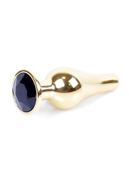 Stalowy korek analny złoty metalowy kryształ 9cm czarny - 8