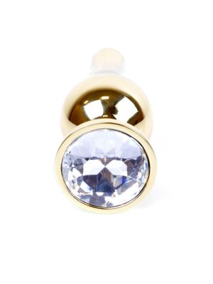 Stalowy korek analny złoty metalowy kryształ 9cm biały - image 2