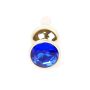 Stalowy korek analny złoty metalowy kryształ 9cm niebieski - 3
