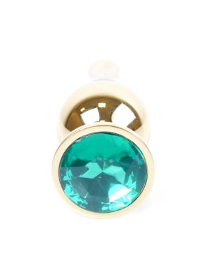 Stalowy korek analny złoty metalowy kryształ 9cm zielony - image 2