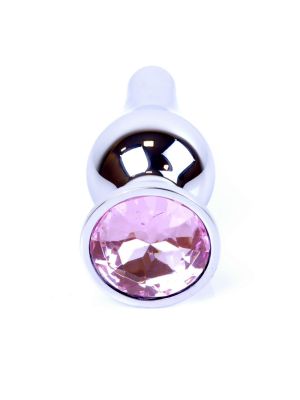 Stalowy korek analny wąski plug metal diament 9cm różowy - image 2