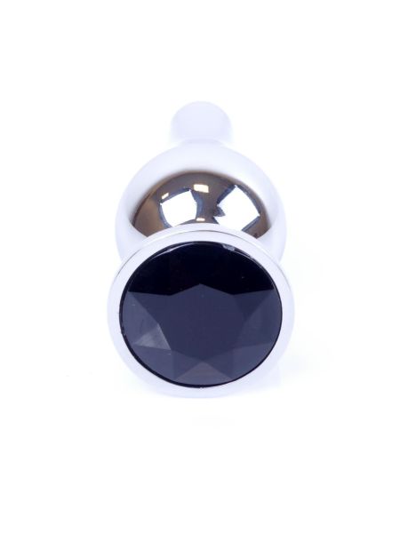 Stalowy korek analny plug do anusa kryształek 9cm czarny - 2