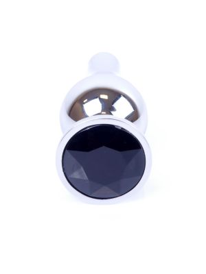 Stalowy korek analny plug do anusa kryształek 9cm czarny - image 2