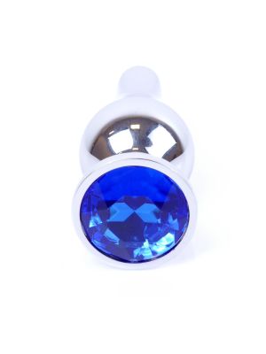Stalowy korek analny plug do anusa kryształek 9cm niebieski - image 2