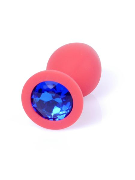 Korek analny kryształ ozdobny silikonowy 8cm różowy - 2
