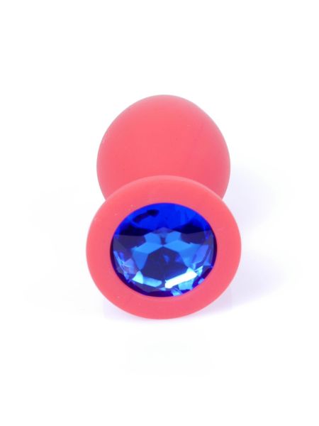 Korek analny kryształ ozdobny silikonowy 8cm różowy - 3