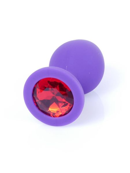 Mały korek analny kryształ ozdobny silikonowy 8cm fioletowy - 2