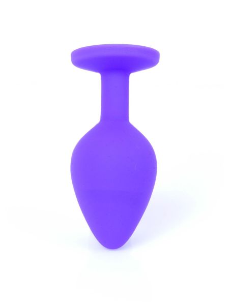 Mały korek analny kryształ ozdobny silikonowy 8cm fioletowy - 6