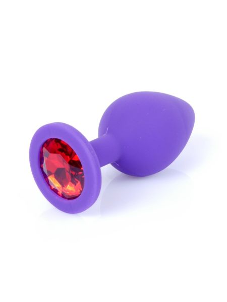 Mały korek analny kryształ ozdobny silikonowy 8cm fioletowy - 8