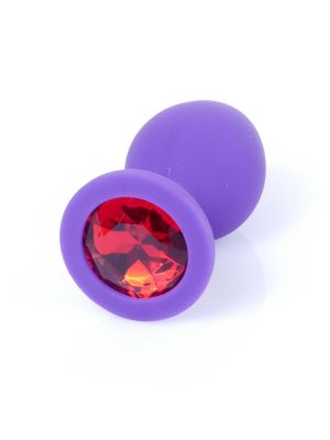 Mały korek analny kryształ ozdobny silikonowy 8cm fioletowy - image 2