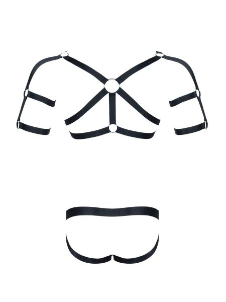 Męski komplet z gumy: t-shirt z ozdobami z tyłu i przodu, figi z otwartym tyłem L/XL - 12