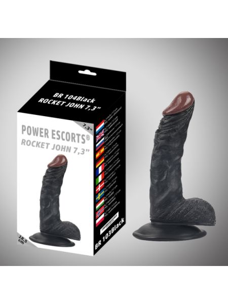 Rocket john 7,3 inch black realistic dildo 7,3 inch / 18,5 cm - 3