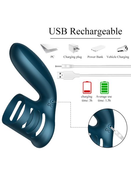 Pierścień nakładka na penisa wibracje USB 7 trybów - 12